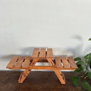 Miniature Wooden Picnic Table Decor